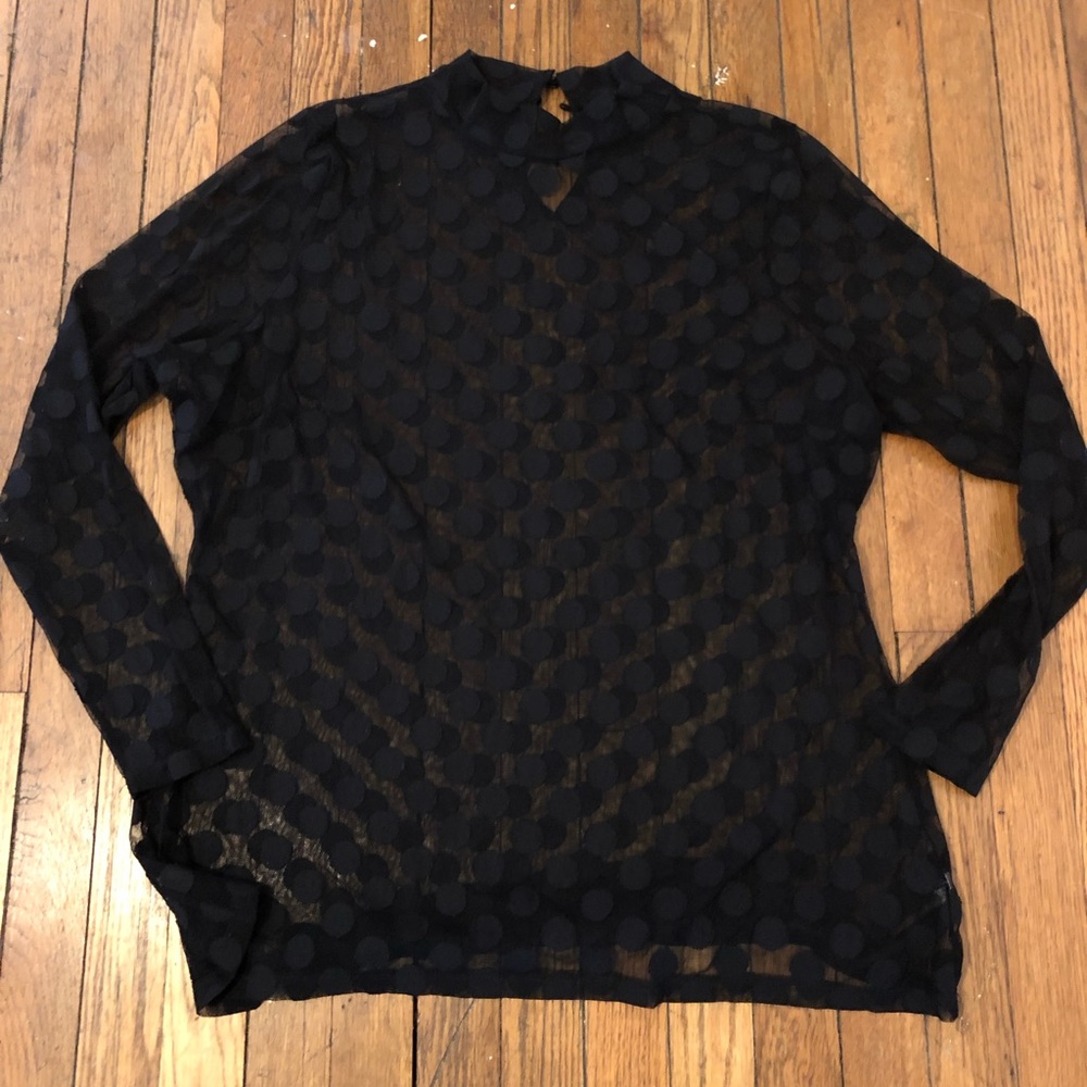 Sheer black polka dot top